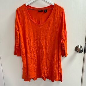 Tahari Orange Short Sleeve Tee